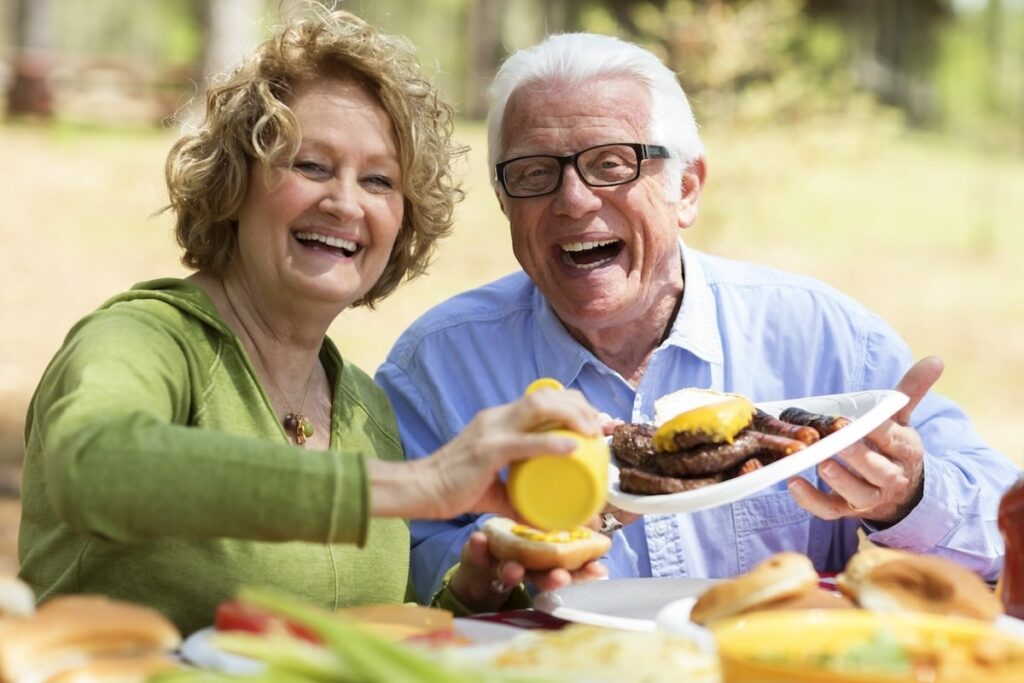Seniors at a BBQ